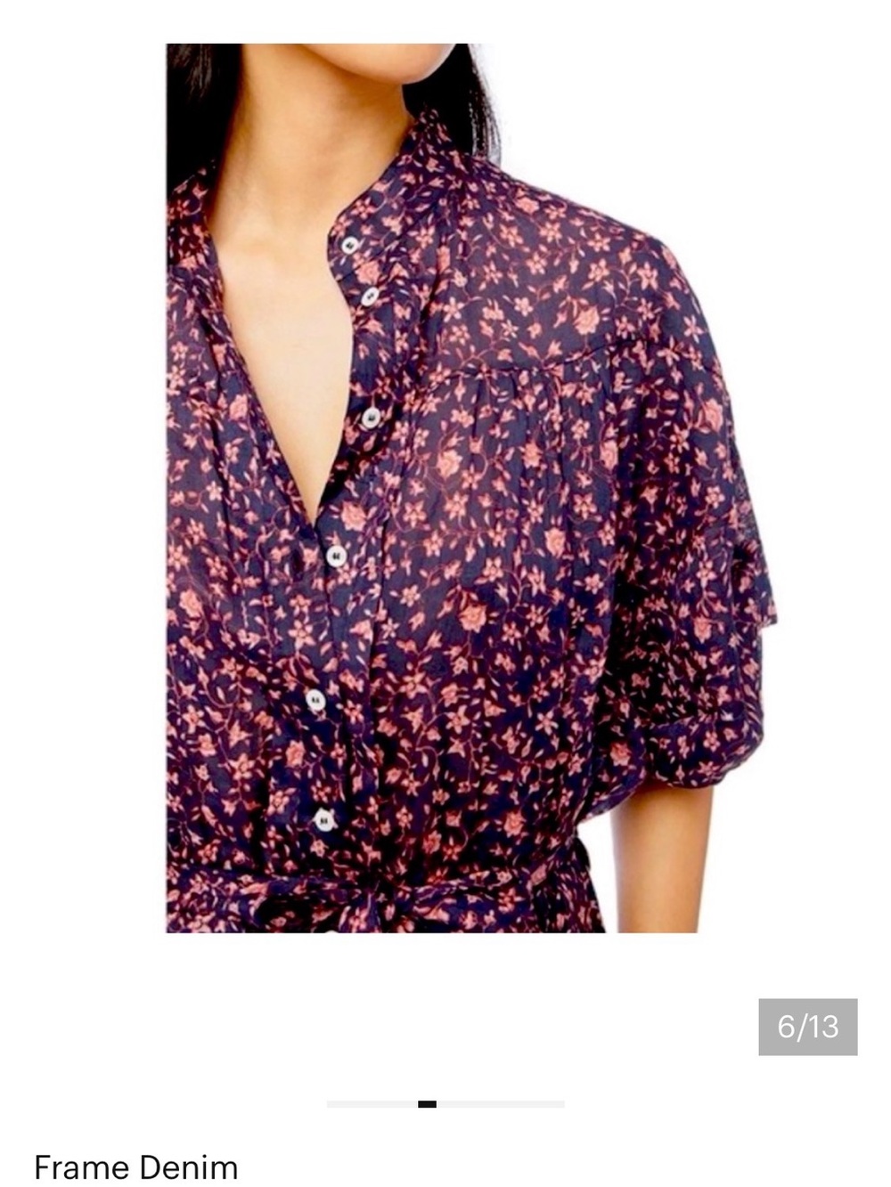 FRAME Denim Floral Belted Mini Dress Size S - Picture 4 of 10